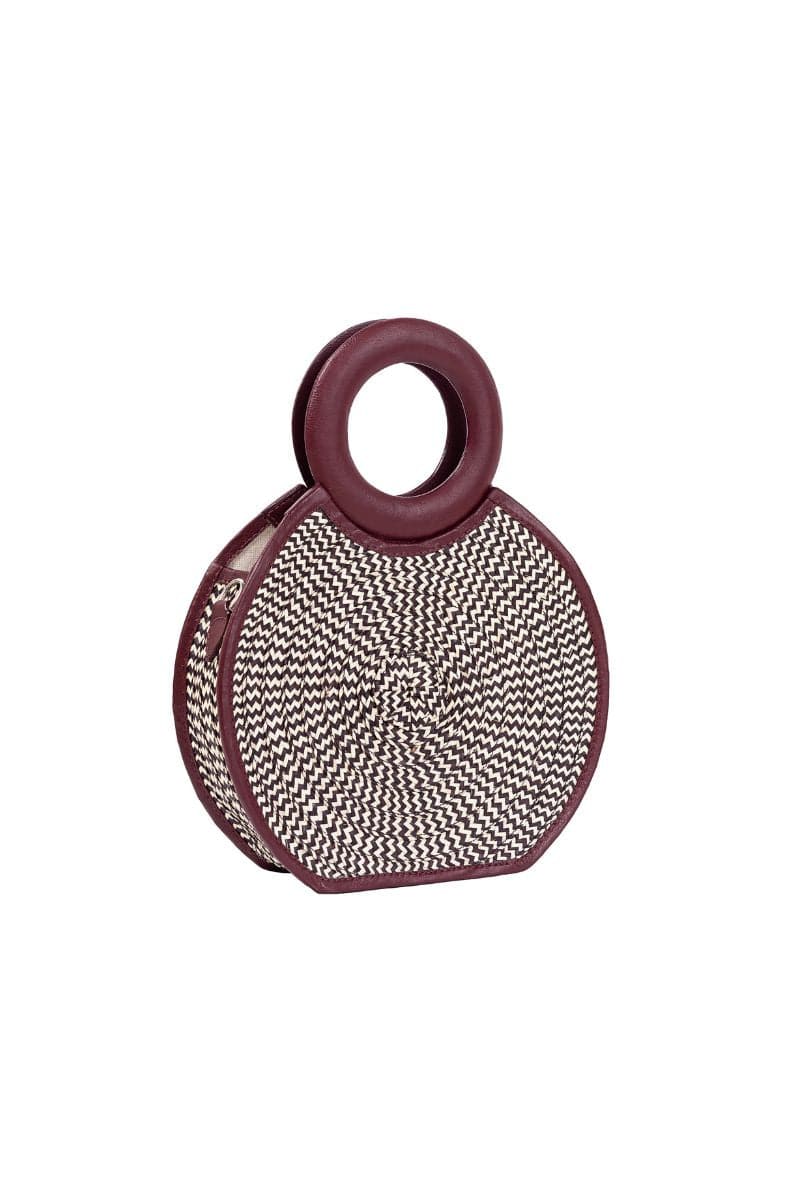 BURGUNDY ZENÚ LEATHER AND CAÑA FLECHA BAG - Image 3