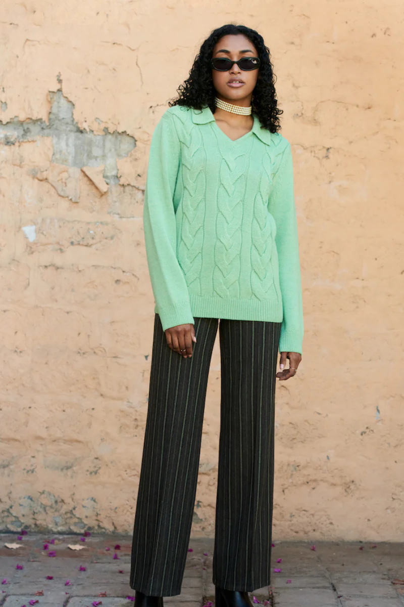 CABLES KNITTED MINT JUMPER - Image 4