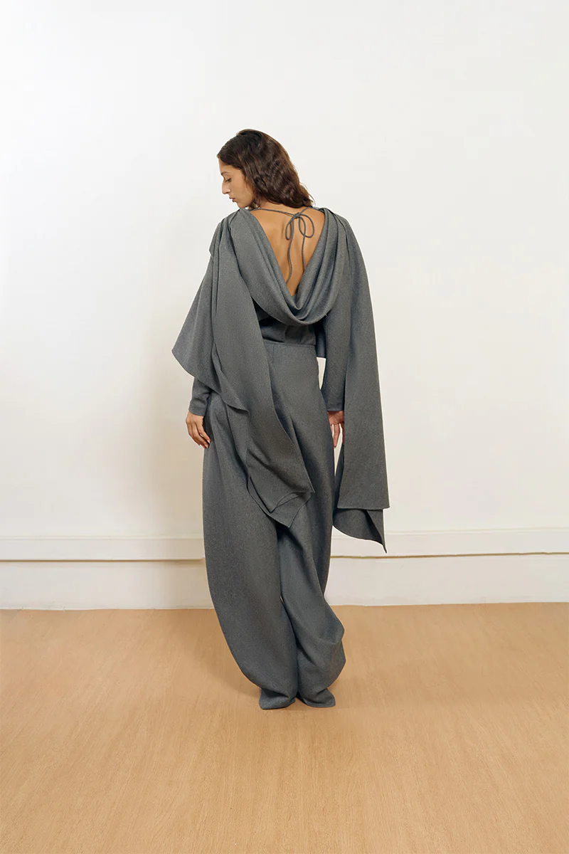 CURVE WOOL PANTS IN GRAY - Image 3