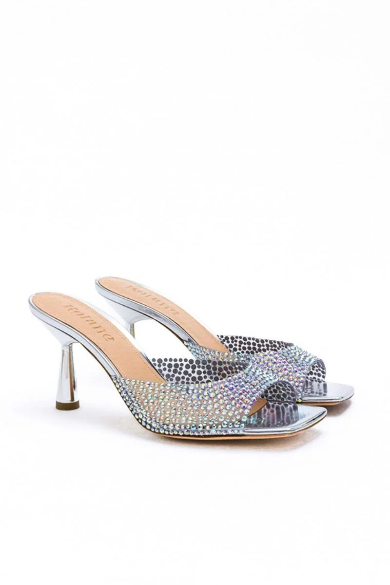 GRETA MULE IN SILVER CRYSTAL TRANSPARENT - Image 8
