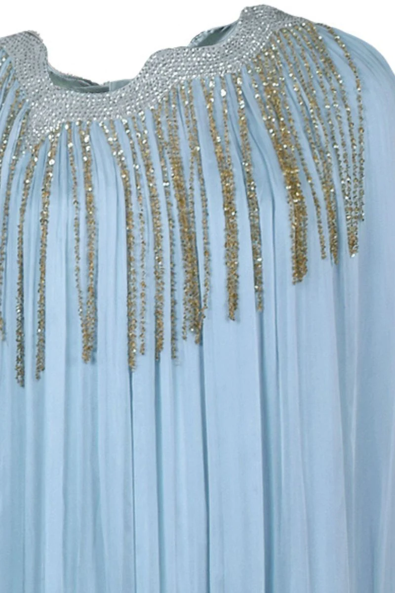 POWDER BLUE ANGULAR GATHERED KAFTAN - Image 7